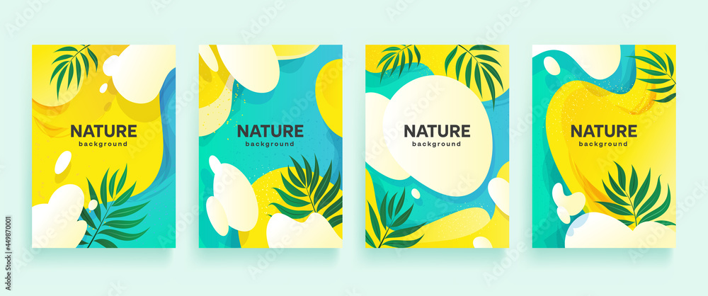 Summer south background sand sky and palm leaves. Editable mockup abstract background bright wave. Vector template banner post for social media, blog, sale, site, mobile app.