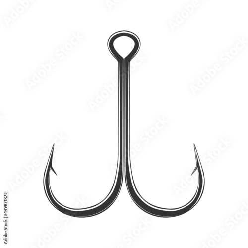 Black fishing hook icon flat isolated on white background. Vector Illustration.