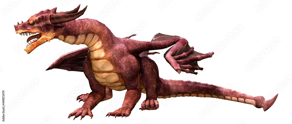 3D Rendering Fairy Tale Dragon on White 3D Rendering Fairy Tale Dragon on White