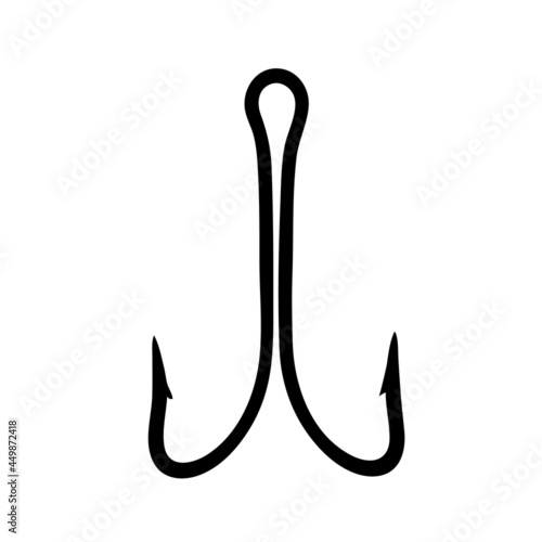 Black fishing hook icon flat isolated on white background. Vector Illustration.