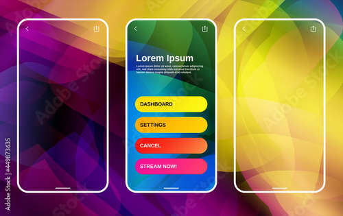 App or Game Interface design with smart device or smartphone frame. Abstract background corresponds with interface design.