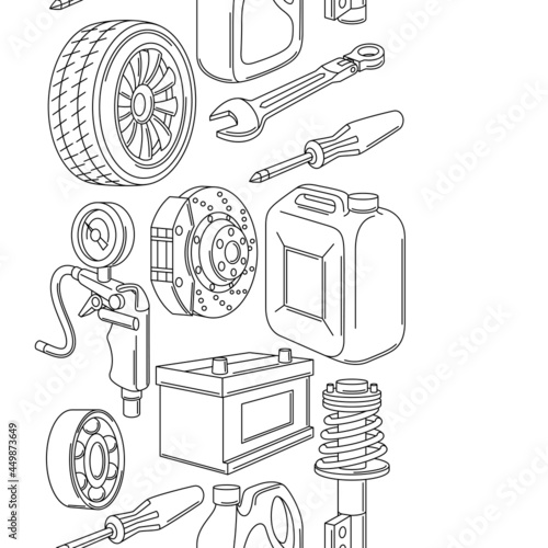 Car service seamless pattern. Auto center repair background for advertising with transport items.