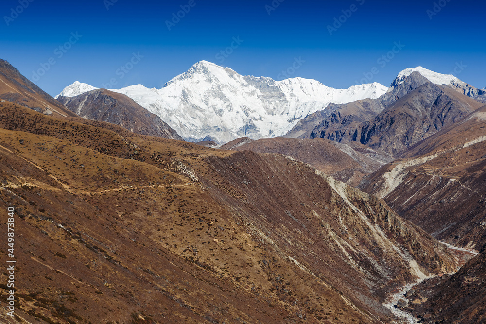 Beautiful mountain view with and Cho Oyu mountain, Himalayas, Nepal Beautiful mountain view with and Cho Oyu mountain, Himalayas, Nepal