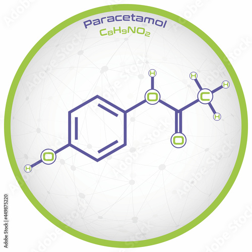 Large and detailed infographic of the molecule of Paracetamol