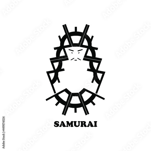 Samurai outline vector icon isolated on white background.