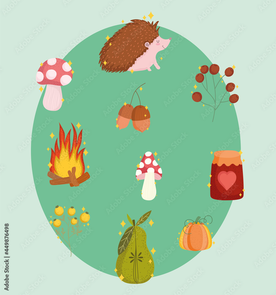 autumn season icons set autumn season icons set