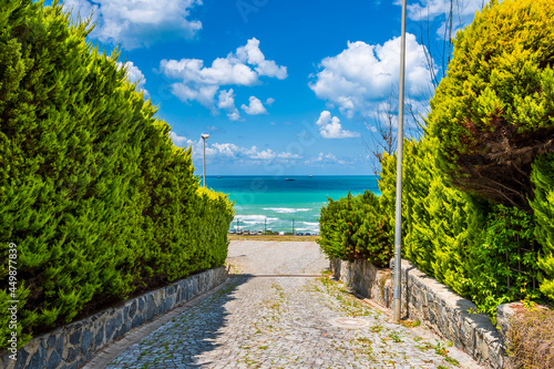 Fototapeta Naklejka Na Ścianę i Meble -  Kilyos Coastline view in Istanbul at summer time 