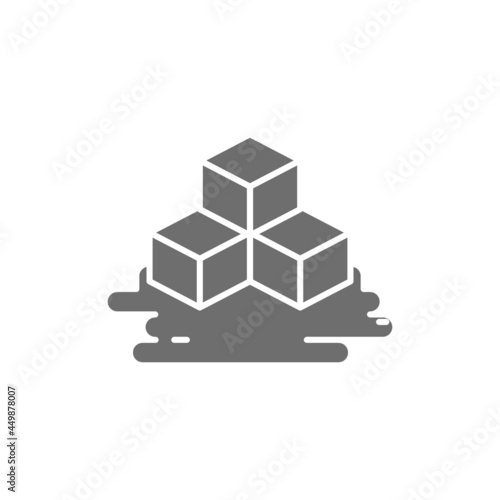 Three ice cubes grey icon. Isolated on white background