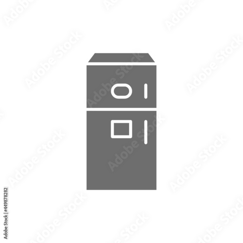 Fridge with ice maker machine grey icon.