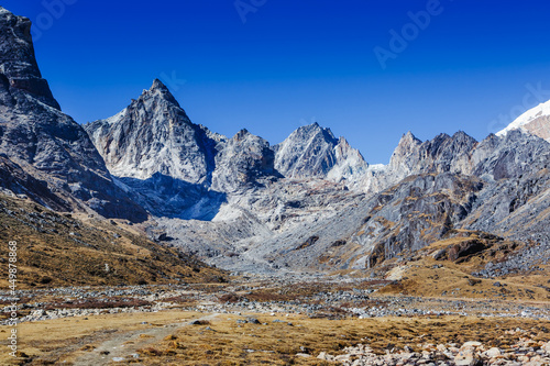 Himalayas mountain with blue sky