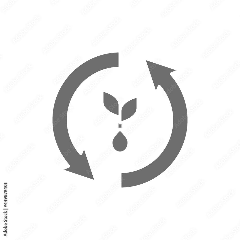 Vector seed growth, recycle plant grey icon. Vector seed growth, recycle plant grey icon.