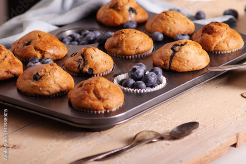 Homemade fresh baked sugar free blueberry muffins