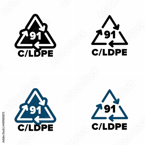  91 C-LDPE  plastic and tinplate recycling code information sign