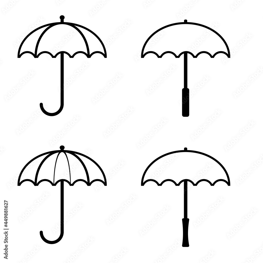 Vector set of umbrella icons with different shapes Vector set of umbrella icons with different shapes