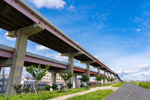 【東京都】首都高速道路中央環状線と荒川土手 © k_river