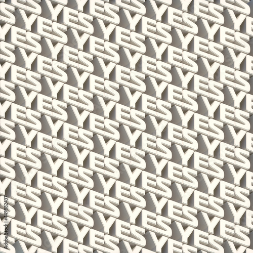 Pattern with YES words from white 3d letters digital illustration. 3d rendering
