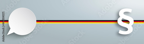 Sprechblase und Paragraf mit der Deutschland Fahne