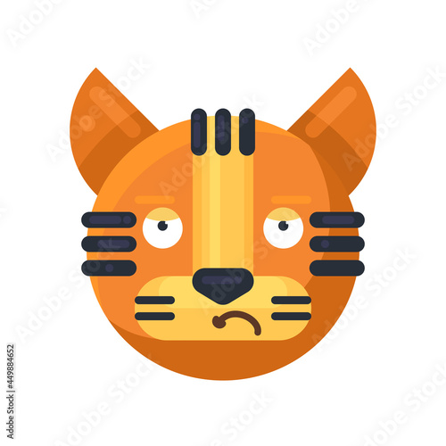 Tiger sorrowful expression facial emoji vector