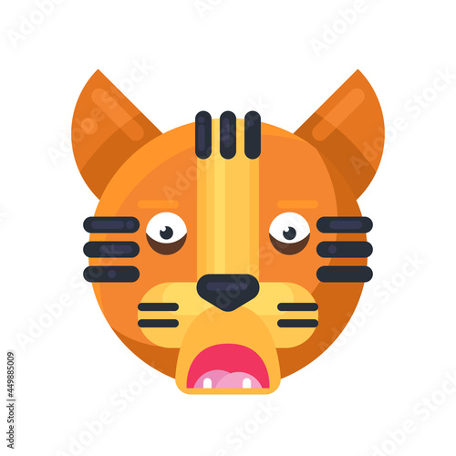 Tiger afraid expression face funny emoji vector