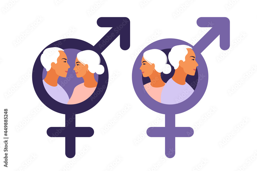 Men and women symbol. Gender equality symbol. Women and men should always have equal opportunities. Vector illustration. Flat. Men and women symbol. Gender equality symbol. Women and men should always have equal opportunities. Vector illustration. Flat.