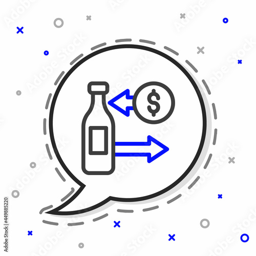 Line Reception and sale of glass bottles icon isolated on white background. Colorful outline concept. Vector