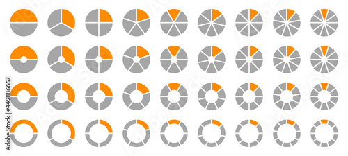 Set Runde Tortendiagramme Grau Orange