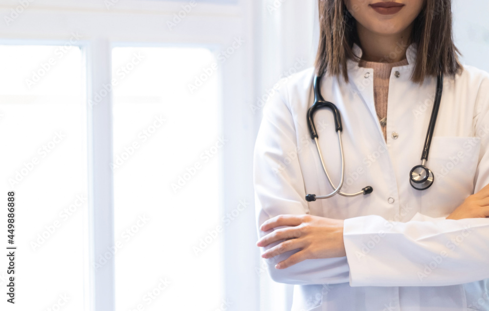 female doctor with stethoscope and white coat female doctor with stethoscope and white coat