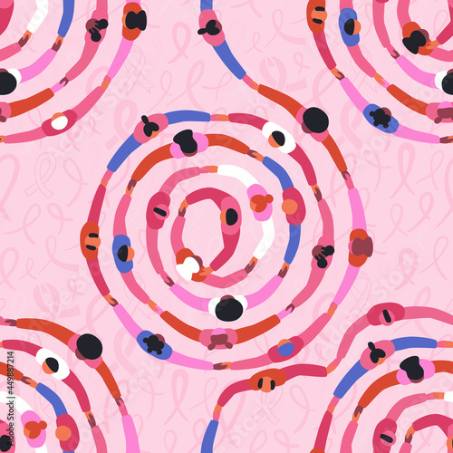 Breast cancer awareness people seamless pattern