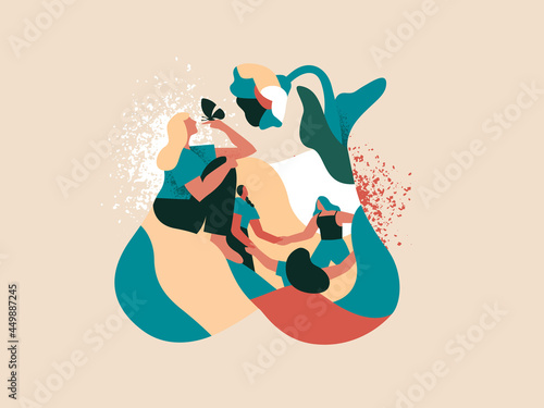 Breast Cancer concept woman friend team isolated