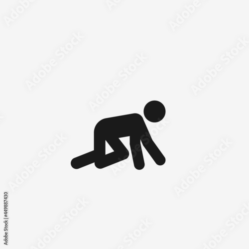 Crawl stickman icon. Clipart image isolated on white background