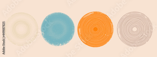 Modern design elements  . Contemporary abstract vector striped geometric round shapes . Background, Trendy hand drawn wavy lines pattern .