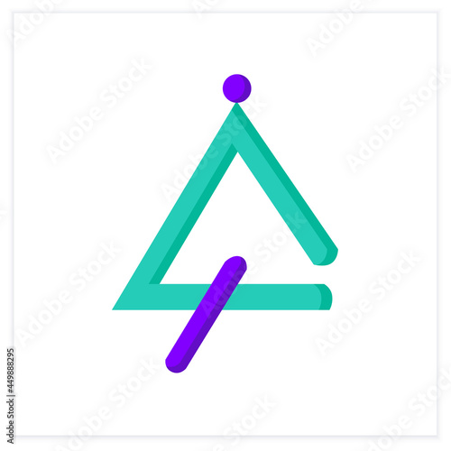 Triangle flat icon. Idiophone. Classical percussion orchestral musical instrument. Classical, ethnic and modern music. Music from different countries. 3d vector illustration
