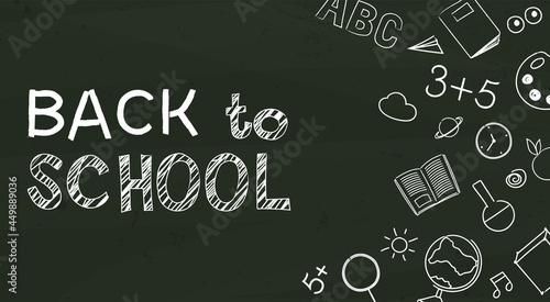 back to school chalkboard vector web banner and text styles
