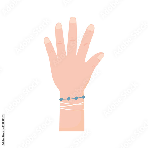 raised hand with bracelet