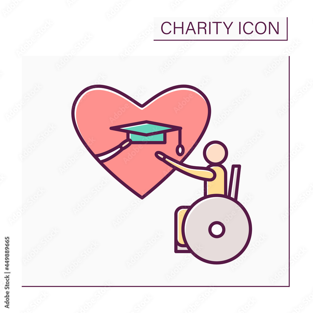 Inclusive education color icon. People with special needs education ...