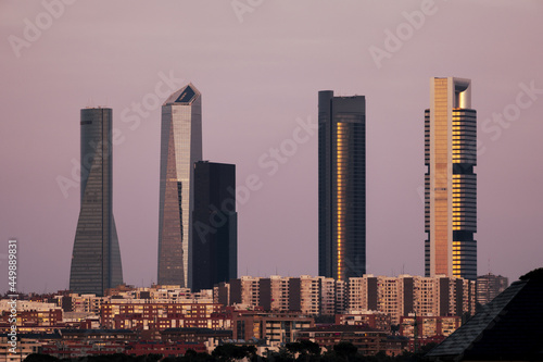 Madrid Skyline with Cuatro Torres Business Area in Madrid, Spain photo