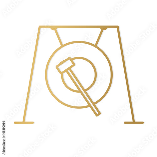 golden traditional tibetan gong icon - vector illustration