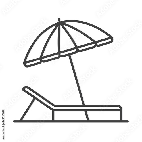 beach umbrella and sun bed icon- vector illustration