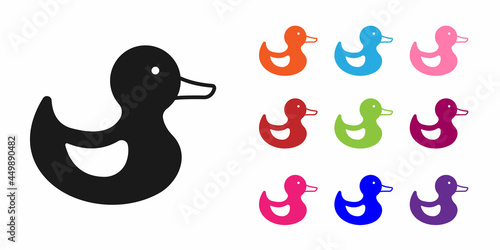Photographie Black Rubber duck icon isolated on white background