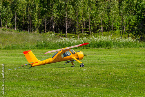 Model airplane on a runway