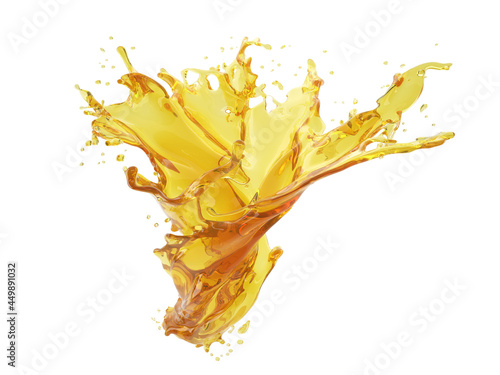 3d illustration of yellow splash on white background with clipping path