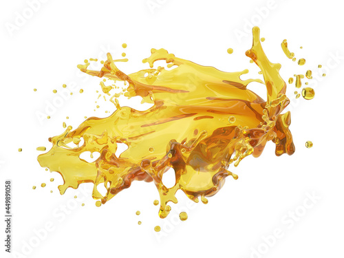 3d illustration of yellow splash on white background with clipping path