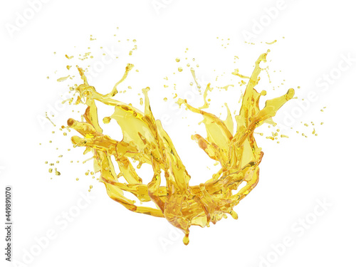 3d illustration of yellow splash on white background with clipping path