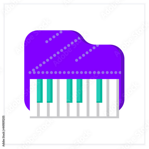 Piano flat icon. Classical acoustic keyboard orchestral musical instrument. Classical, ethnic and modern music. Music from different countries. 3d vector illustration