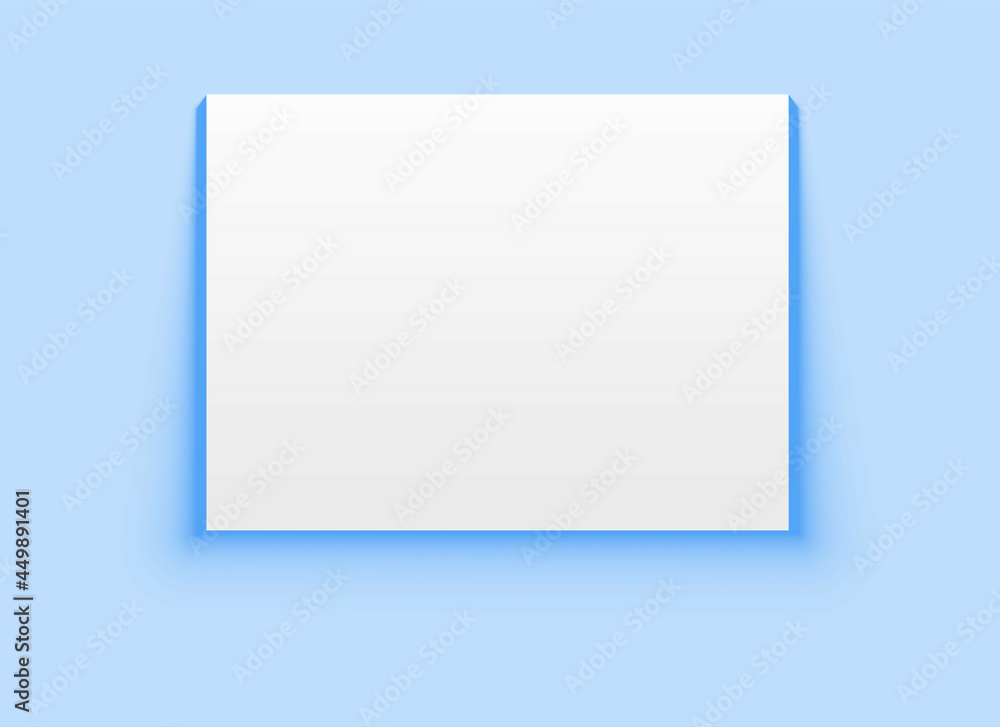 Empty wall canvas in white color with shadow. Vector illustration