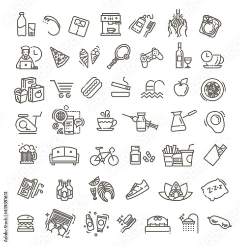 Habit icons set. Vector symbols