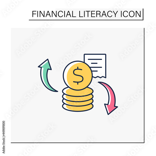 Variable expense color icon.Variable costs.Expenses change.Financial literacy concept. Isolated vector illustration