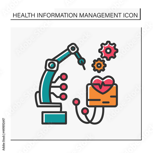 Automated treatment process color icon. Modern medical equipment.Smart technologies. Healthcare and health information management concept. isolated vector illustration