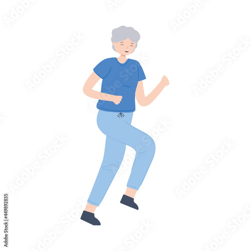 old woman running