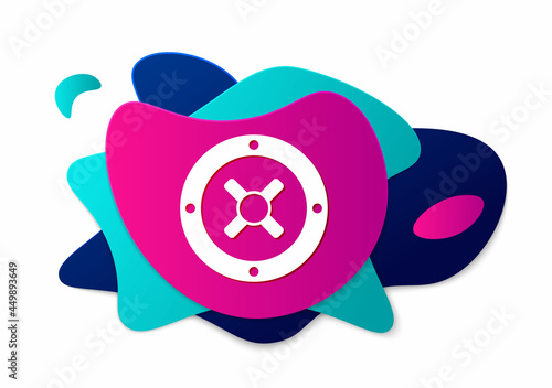 Color Safe icon isolated on white background. The door safe a bank vault with a combination lock. Reliable Data Protection. Abstract banner with liquid shapes. Vector